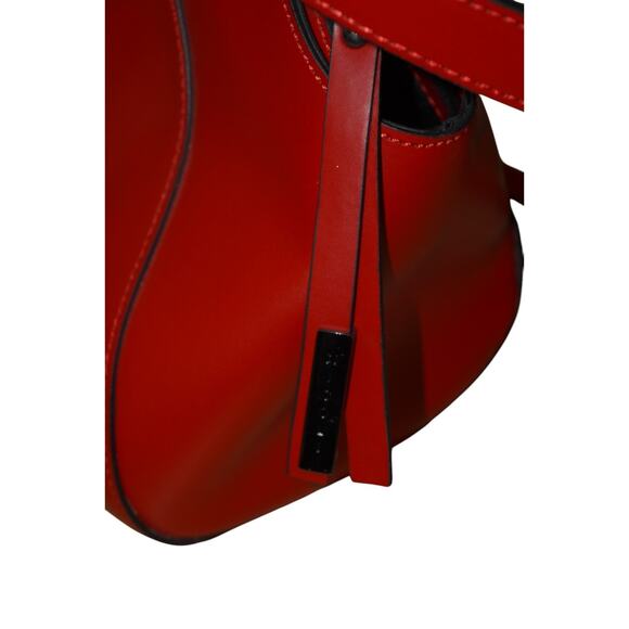 Nicoli Made in Italy Red Genuine Leather Structured Satchel Top Handle Bag - Picture 9 of 10